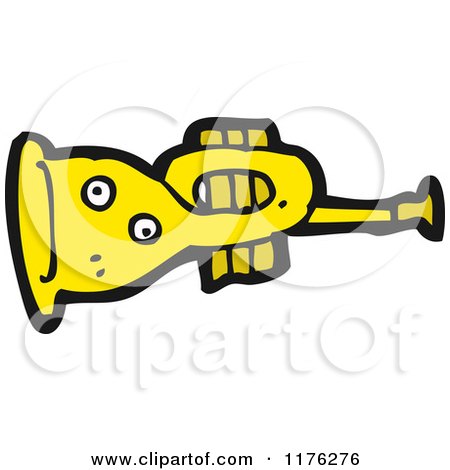 Cartoon of a Yellow Trumpet - Royalty Free Vector Illustration by lineartestpilot