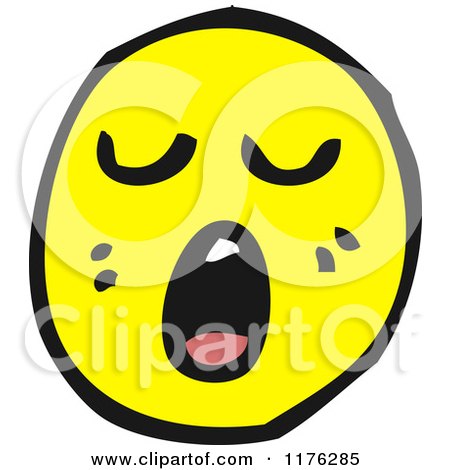 Cartoon of a Yellow Emoticon Yawning or Singing - Royalty Free Vector Illustration by lineartestpilot