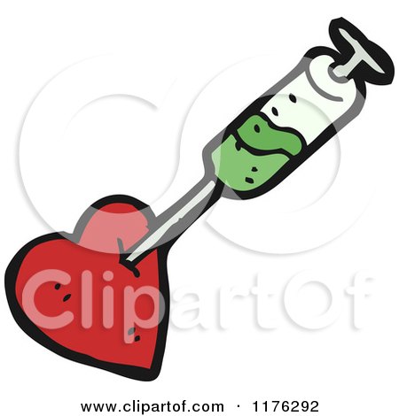 Cartoon of a Syringe in the Heart - Royalty Free Vector Illustration by lineartestpilot