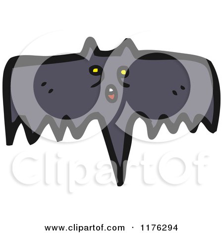 Cartoon of a Black Bat - Royalty Free Vector Illustration by lineartestpilot
