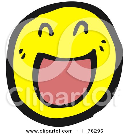 Cartoon of a Yellow Emoticon Happy Face - Royalty Free Vector Illustration by lineartestpilot