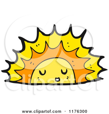 Cartoon of the Sun Setting or Rising - Royalty Free Vector Illustration by lineartestpilot
