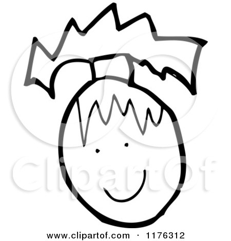 Cartoon of a Stick Figure Girl Smiling - Royalty Free Vector Illustration by lineartestpilot