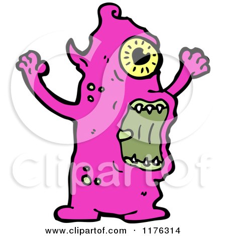 Cartoon of a Scary Purple Alien - Royalty Free Vector Illustration by lineartestpilot