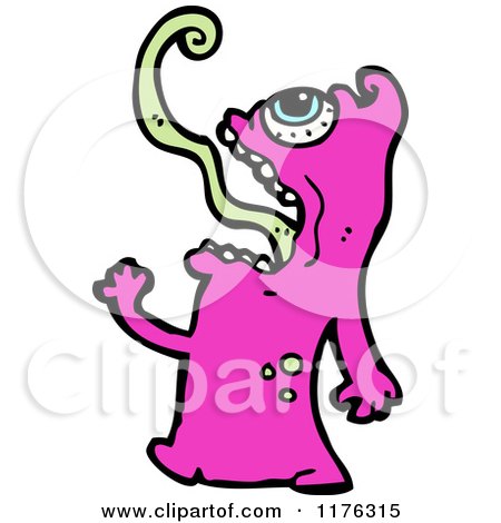 Cartoon of a Scary Purple Alien - Royalty Free Vector Illustration by lineartestpilot