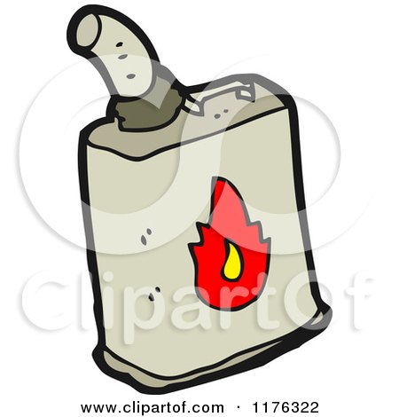 Cartoon of a Grey Gas Can with Flame on the Side - Royalty Free Vector Illustration by lineartestpilot