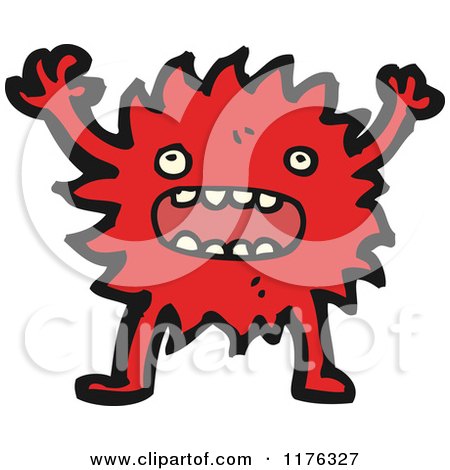 Cartoon of a Furry Red Monster - Royalty Free Vector Illustration by lineartestpilot