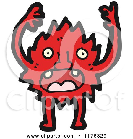 Cartoon of a Furry Red Monster - Royalty Free Vector Illustration by lineartestpilot