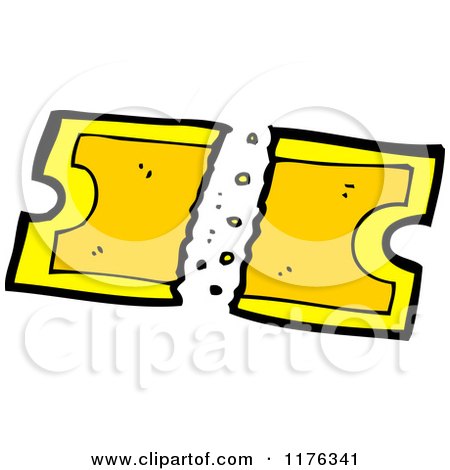 Cartoon of a Golden Torn Ticket for Admission - Royalty Free Vector Illustration by lineartestpilot