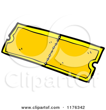 Cartoon of a Golden Ticket for Admission - Royalty Free Vector Illustration by lineartestpilot