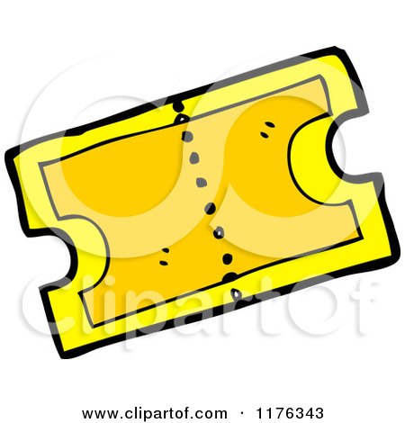 Cartoon of a Golden Ticket for Admission - Royalty Free Vector Illustration by lineartestpilot