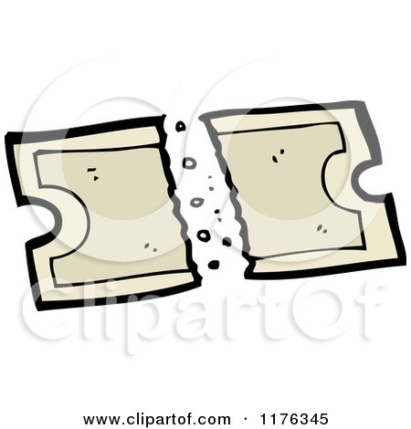Cartoon of a Torn Ticket for Admission - Royalty Free Vector Illustration by lineartestpilot