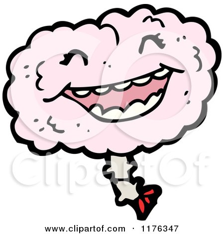 Cartoon of a Pink Smiling Brain - Royalty Free Vector Illustration by lineartestpilot