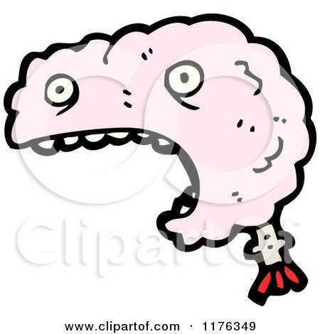 Cartoon of a Yelling Pink Brain - Royalty Free Vector Illustration by lineartestpilot