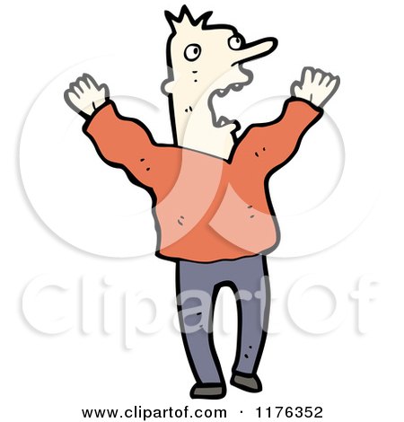 Cartoon of a Man Wearing an Orange Sweater - Royalty Free Vector Illustration by lineartestpilot