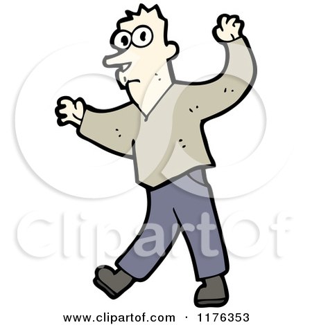 Cartoon of a Man Wearing a Gray Sweater - Royalty Free Vector Illustration by lineartestpilot