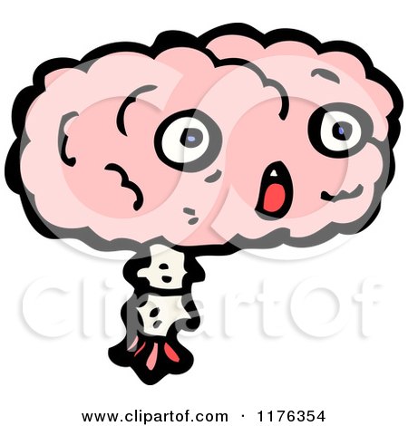 Cartoon of a Pink Brain - Royalty Free Vector Illustration by lineartestpilot