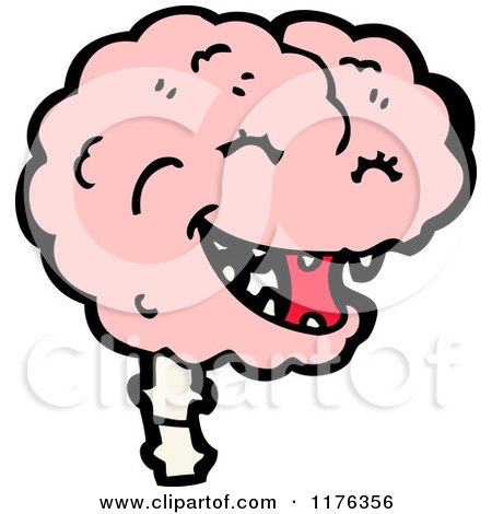 Cartoon of a Smiling Pink Brain - Royalty Free Vector Illustration by lineartestpilot