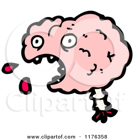 Cartoon of a Pink Brain - Royalty Free Vector Illustration by lineartestpilot
