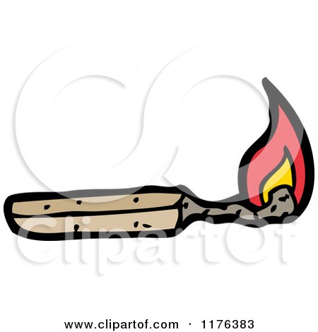 Cartoon of a Burning Match - Royalty Free Vector Illustration by lineartestpilot