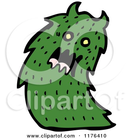 Cartoon of a Green Horned Monster - Royalty Free Vector Illustration by lineartestpilot
