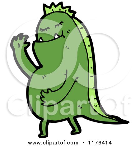 Cartoon of a Green Webbed Monster - Royalty Free Vector Illustration by lineartestpilot