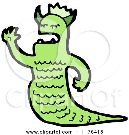 Cartoon of Green Webbed Monster - Royalty Free Vector Illustration by lineartestpilot