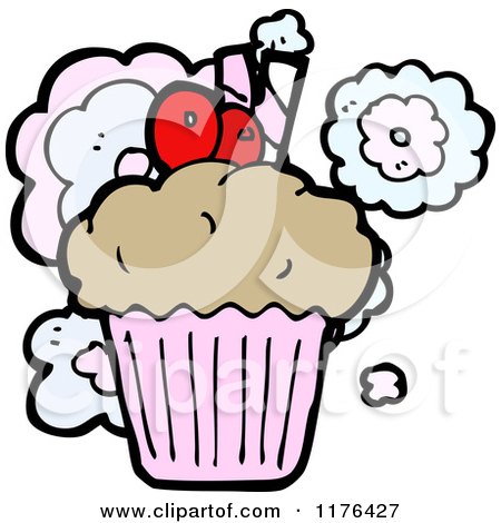 Cartoon of a Cupcake - Royalty Free Vector Illustration by lineartestpilot