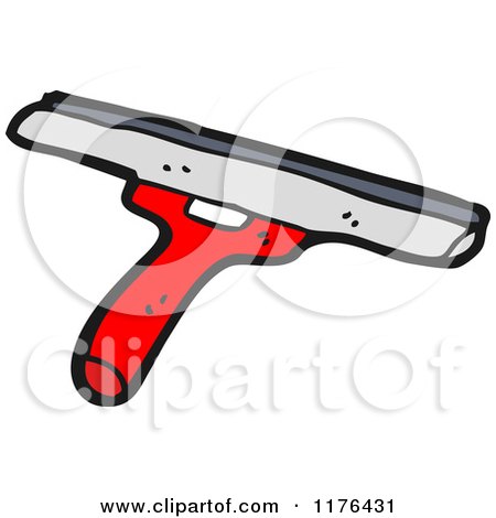 Cartoon of a Red Squeegee - Royalty Free Vector Illustration by lineartestpilot
