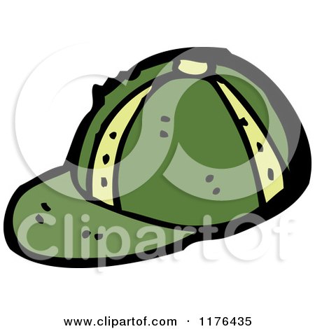 Cartoon of a Green and Yellow Baseball Cap - Royalty Free Vector Illustration by lineartestpilot