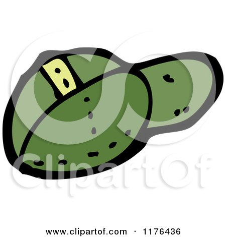 Cartoon of a Green and Yellow Baseball Cap - Royalty Free Vector Illustration by lineartestpilot