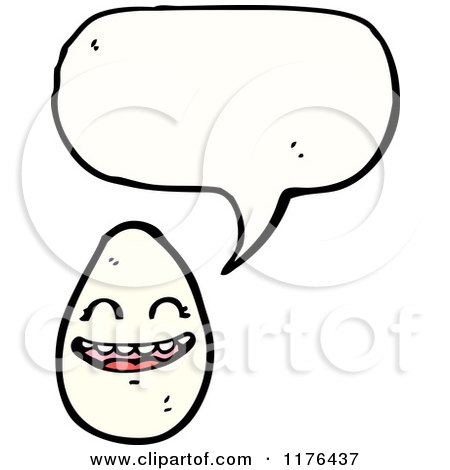 Cartoon of a Happy Talking Egg with a Conversation Bubble - Royalty Free Vector Illustration by lineartestpilot