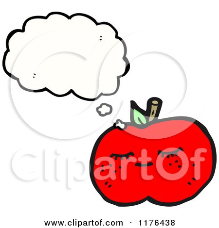 Cartoon of an Apple with a Thought Bubble - Royalty Free Vector Illustration by lineartestpilot