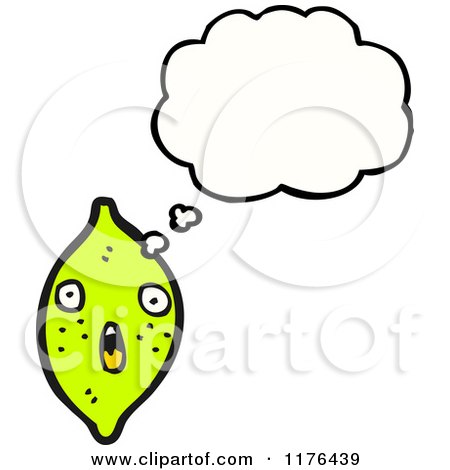 Cartoon of a Lime with a Thought Bubble - Royalty Free Vector Illustration by lineartestpilot