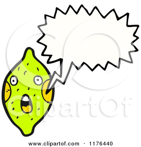 Cartoon of a Lime with a Coversation Bubble - Royalty Free Vector Illustration by lineartestpilot