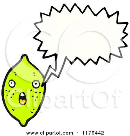 Cartoon of a Lime with a Conversation Bubble - Royalty Free Vector Illustration by lineartestpilot