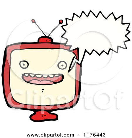 Cartoon of a Television with a Conversation Bubble - Royalty Free Vector Illustration by lineartestpilot
