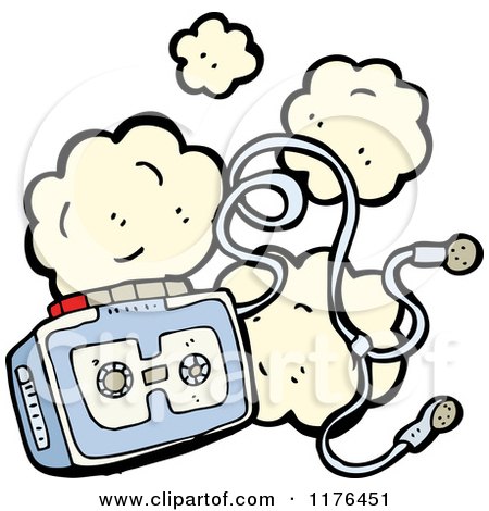 Cartoon of a Smoking Boom Box - Royalty Free Vector Illustration by lineartestpilot
