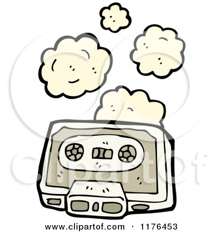 Cartoon of a Smoking Cassette Tape - Royalty Free Vector Illustration by lineartestpilot