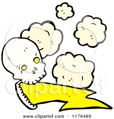 Cartoon of a Skull with Smoke and Lightning Bolts - Royalty Free Vector Illustration by lineartestpilot