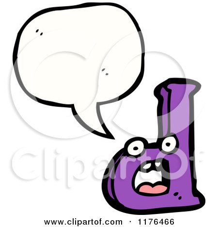 Cartoon of the Alphabet Letter D with a Conversation Bubble - Royalty Free Vector Illustration by lineartestpilot