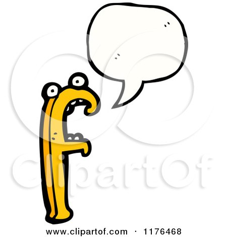 Cartoon of the Alphabet Letter F with a Conversation Bubble - Royalty Free Vector Illustration by lineartestpilot