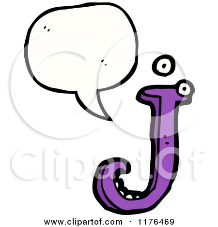 Cartoon of the Alphabet Letter J with a Conversation Bubble - Royalty Free Vector Illustration by lineartestpilot