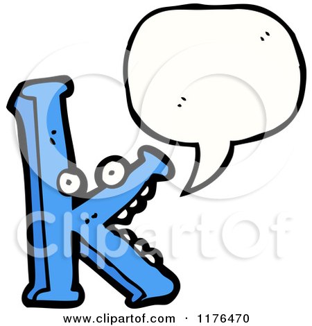 Cartoon of the Alphabet Letter K with a Conversation Bubble - Royalty Free Vector Illustration by lineartestpilot