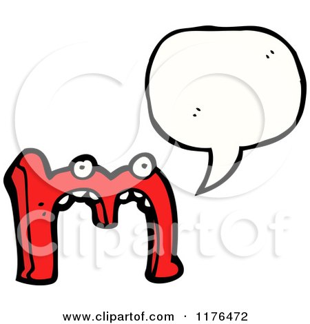 Cartoon of the Alphabet Letter M with a Conversation Bubble - Royalty Free Vector Illustration by lineartestpilot