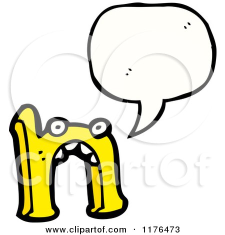 Cartoon of the Alphabet Letter N with a Conversation Bubble - Royalty Free Vector Illustration by lineartestpilot