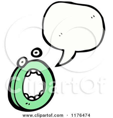 Cartoon of the Alphabet Letter O with a Conversation Bubble - Royalty Free Vector Illustration by lineartestpilot