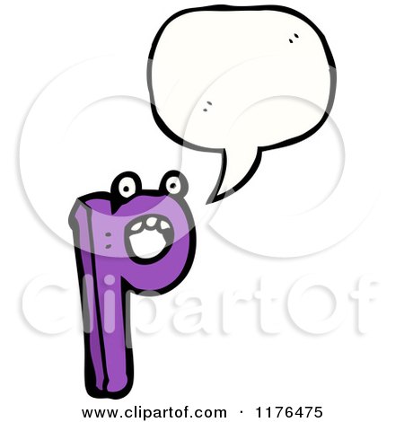 Cartoon of the Alphabet Letter P with a Conversation Bubble - Royalty Free Vector Illustration by lineartestpilot