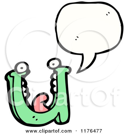 Cartoon of the Alphabet Letter U with a Conversation Bubble - Royalty Free Vector Illustration by lineartestpilot