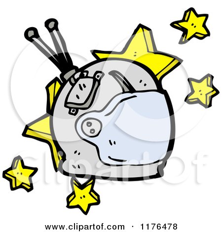 Cartoon of an Astronaut Helmet and Stars - Royalty Free Vector Illustration by lineartestpilot